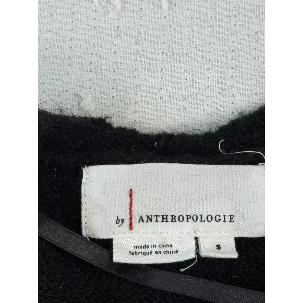 by Anthropologie Black Open Front Cardigan Sweater Knit‎ Cozy Small S - Picture 5 of 11